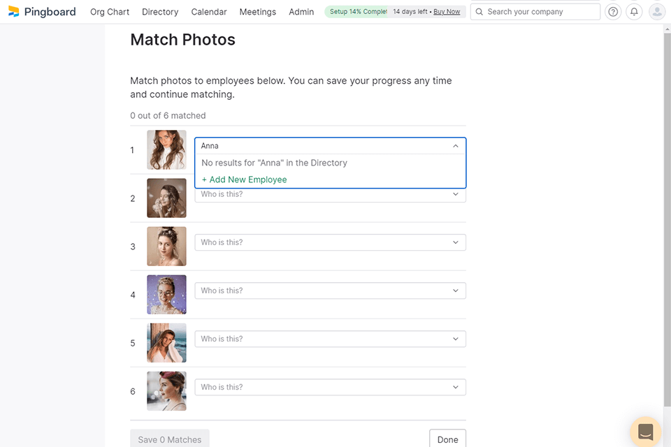 pingboard org chart software interface